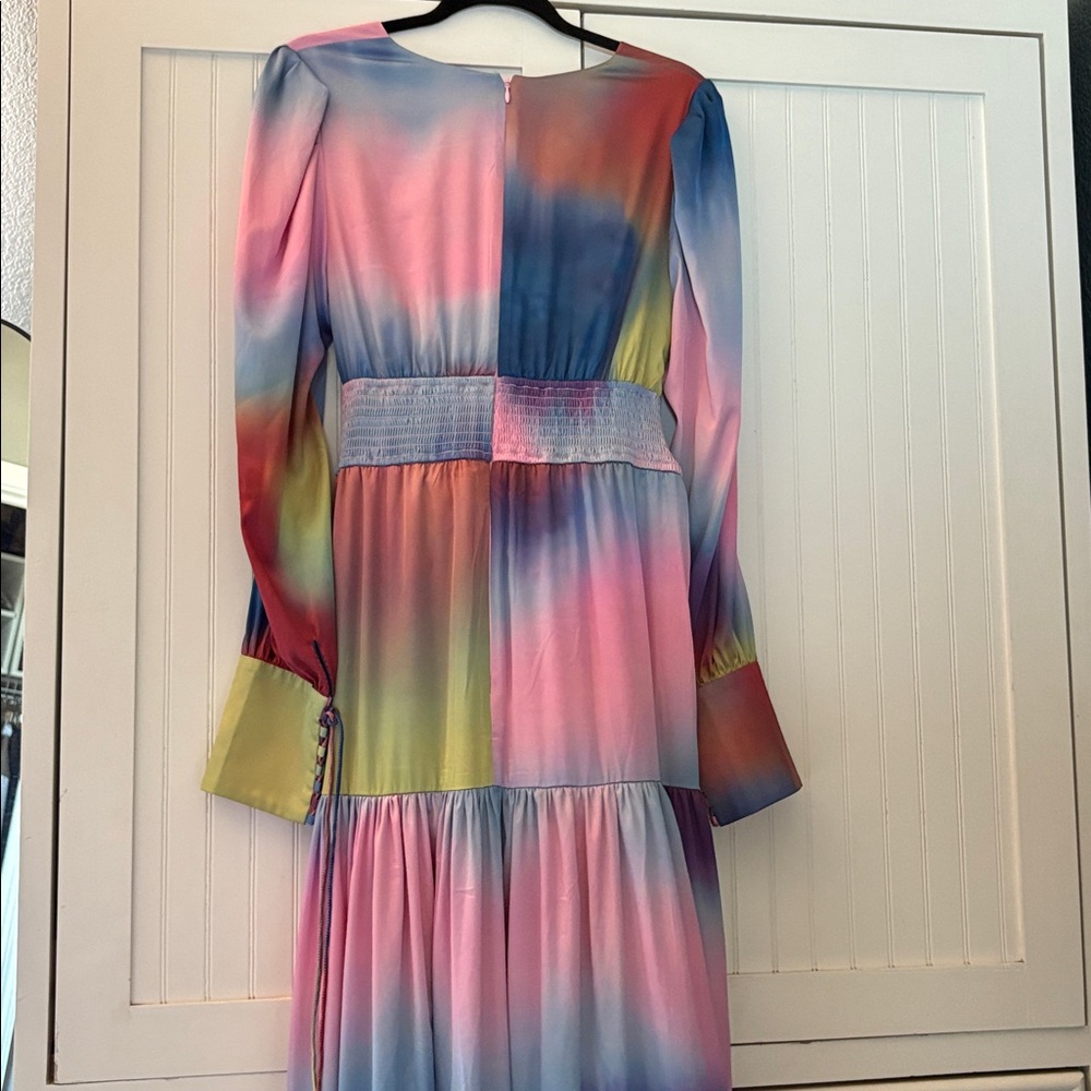NWT Hutch Malta Rainbow Color-block V Neck Long Sleeve Maxi Dress - Picture 3 of 12